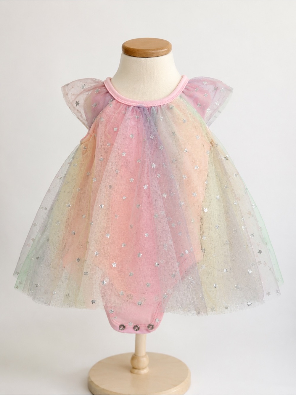 Baby Starters Pink Pastel Tulle Dress with Silver Stars